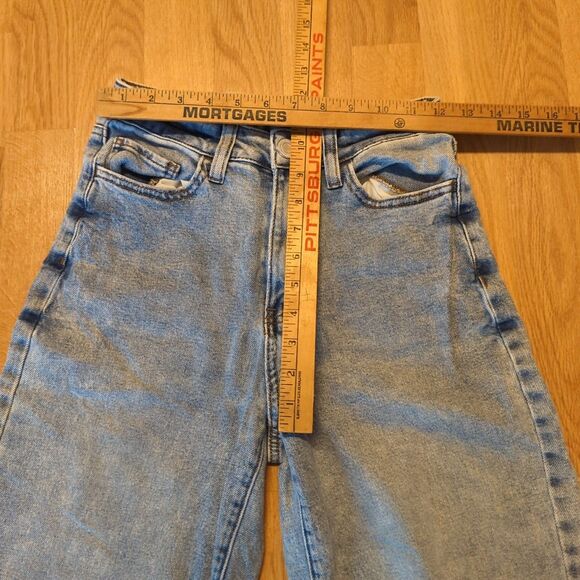 SO Highest Rise Baggy Dad Jeans Womens 3 26 Blue Denim Distressesd Ripped - Picture 3 of 7